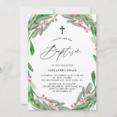 Invitation La verdure et le baptême hivernal de Wreath Holly (Devant)