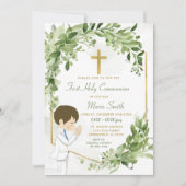 Invitation La verdure et l'or prier garçon Première sainte co (Devant)