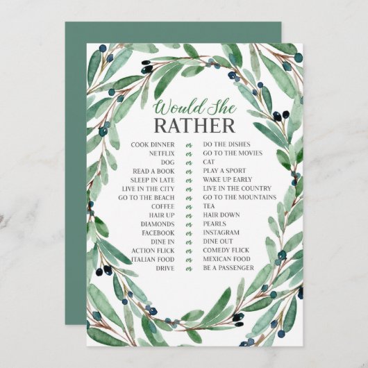 Invitation La verdure gracieuse nuptiale elle cardent plutôt (Devant / Derrière)