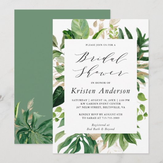 Invitation La verdure Palme tropicale Feuille Fête des mariée (Devant / Derrière)