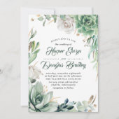 Invitation La verdure | Vert & Or | Mariage floral Succulent (Devant)