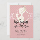 Invitation La vie amusante commence après le café 30e anniver (Devant)