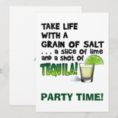Invitation La vie, chaux, sel, TEQUILA ! Humour de cocktail (Devant / Derrière)