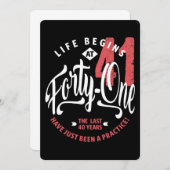 Invitation La vie commence à 41 ans | 41e anniversaire (Devant / Derrière)