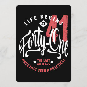 Invitation La vie commence à 41 ans 41e anniversaire