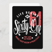 Invitation La vie commence à 61 ans | 61e anniversaire (Devant / Derrière)