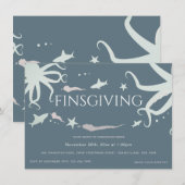 Invitation La vie de la mer de Thanksgiving de l'Amitié rose (Devant / Derrière)