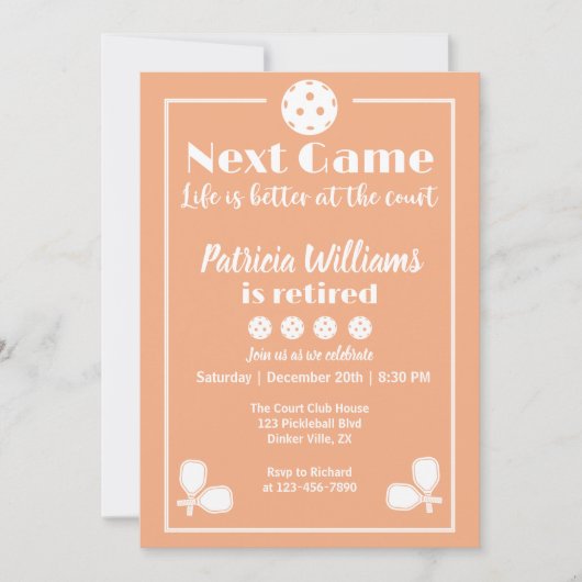 Invitation La vie de retraite de Pickleball est meilleure à l (Devant)