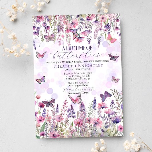 Invitation La vie des papillons Fleur sauvage Fête des mariée