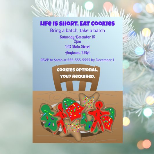 Invitation La vie est courte, mangez des cookies