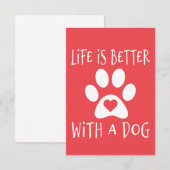 Invitation La Vie Est Meilleure Avec Un Chien - Amoureux de l (Devant / Derrière)