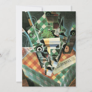 Invitation La Vie morte avec nappes à carreaux par Juan Gris