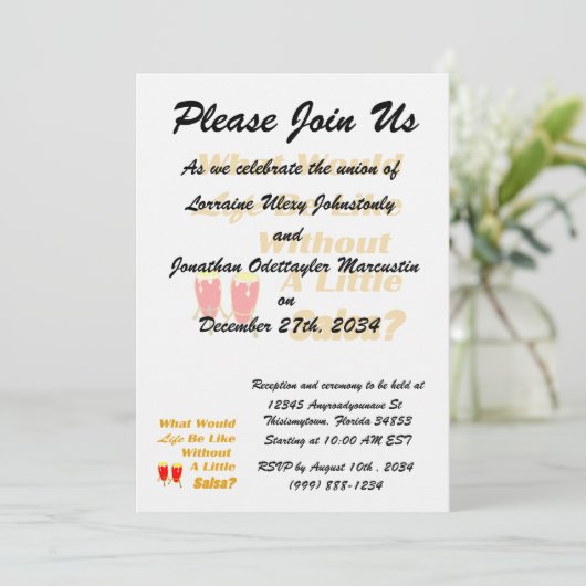Invitation la vie sans salsa orange texte rouge congas (Debout devant)