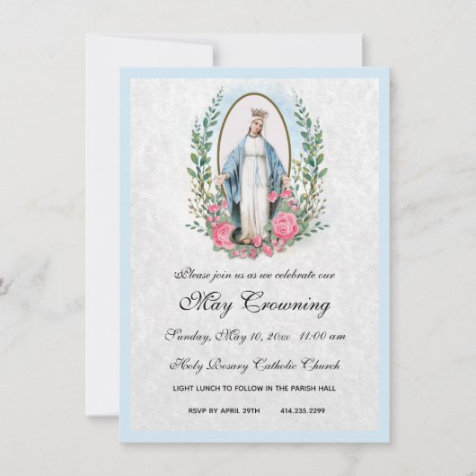 Invitation La Vierge Catholique Marie Peut Couronner L'Événem (Devant)