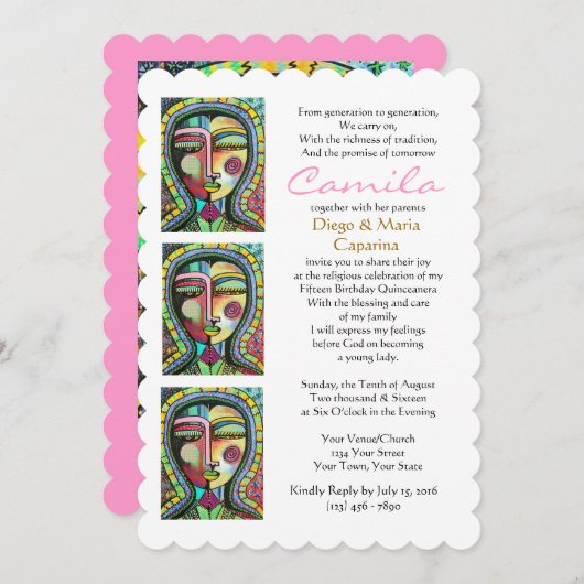 Invitation La Vierge de la Guadalupe (Devant / Derrière)