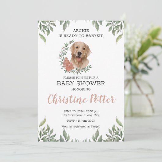 Invitation Lab Retriever Chien Chien Chien Chiot Verdure Baby (Debout devant)