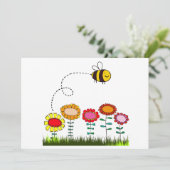 Invitation L'abeille bourdonne d'un jardin fleuri (Debout devant)