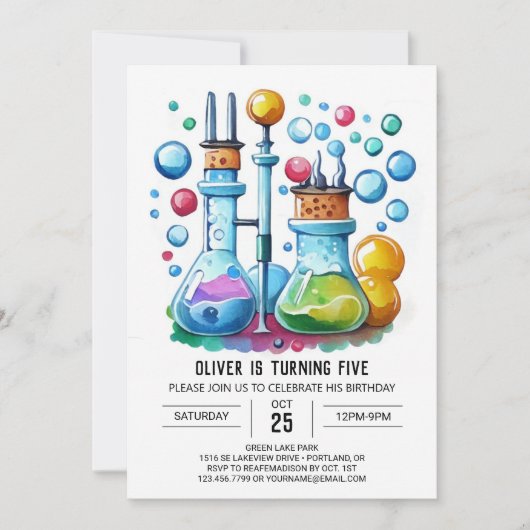 Invitation Laboratoire de la fiole de Boho Scientifique Anniv (Devant)