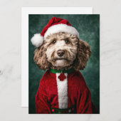 Invitation Labradoodle en fête de Noël (Devant / Derrière)