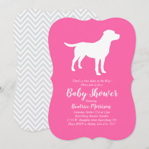 Invitation Labrador Baby shower chien Lab Fille rose