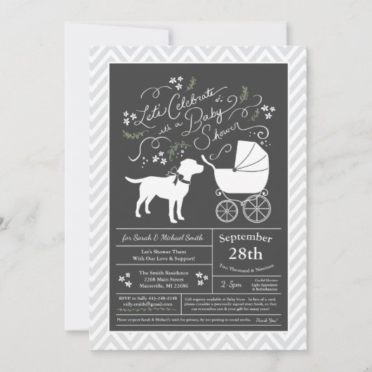 Invitation Labrador Baby shower Laboratoire neutre pour les f (Devant)
