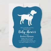 Invitation Labrador Chien Baby shower Blue Boy Lab (Devant)