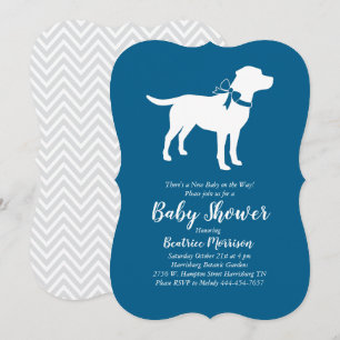 Invitation Labrador Chien Baby shower Blue Boy Lab