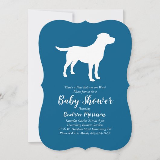 Invitation Labrador Chien Baby shower Blue Boy Lab (Devant)