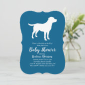 Invitation Labrador Chien Baby shower Blue Boy Lab (Debout devant)