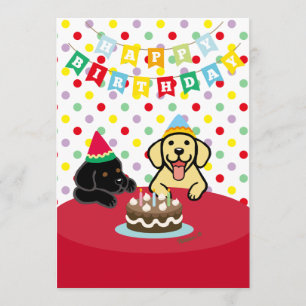 Invitation Labrador jaune et fête d'anniversaire noire de