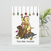 Invitation Labradors et bande dessinée d'ornements de Noël (Debout devant)