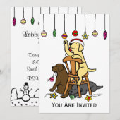 Invitation Labradors et bande dessinée d'ornements de Noël (Devant / Derrière)