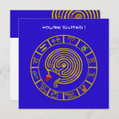 Invitation LABYRINTH ASTRAL, noir et blanc, bleu rouge (Devant / Derrière)