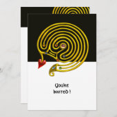 Invitation LABYRINTHE HYPER, noir et blanc (Devant / Derrière)