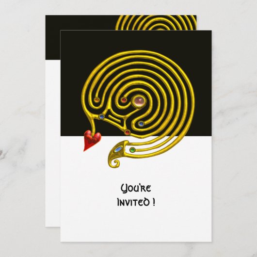 Invitation LABYRINTHE HYPER, noir et blanc (Devant / Derrière)