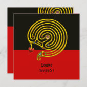 Invitation LABYRINTHE HYPER , noir et rouge (Devant / Derrière)