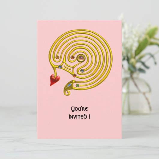 Invitation LABYRINTHE HYPER, rose (Debout devant)