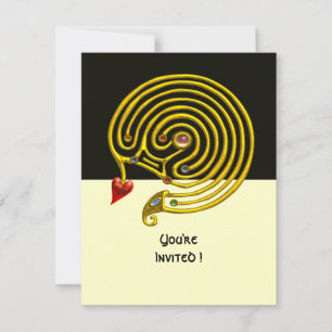 Invitation LABYRINTHE HYPER rsvp, noir et blanc