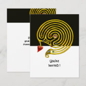 Invitation LABYRINTHE HYPER rsvp, noir et blanc (Devant / Derrière)