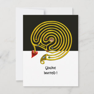 Invitation LABYRINTHE HYPER rsvp, noir et blanc