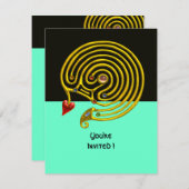 Invitation LABYRINTHE HYPER rsvp, noir et bleu (Devant / Derrière)