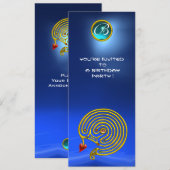 Invitation LABYRINTHE HYPER ,Saphir bleu jaune vif (Devant / Derrière)