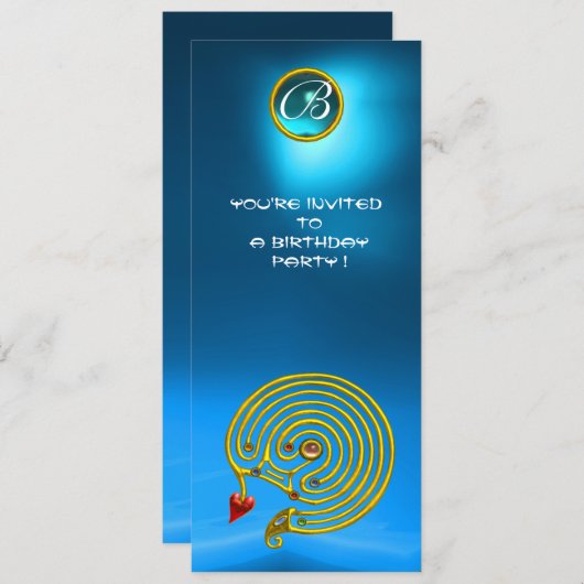 Invitation LABYRINTHE HYPER, Saphir jaune bleu vif (Devant / Derrière)