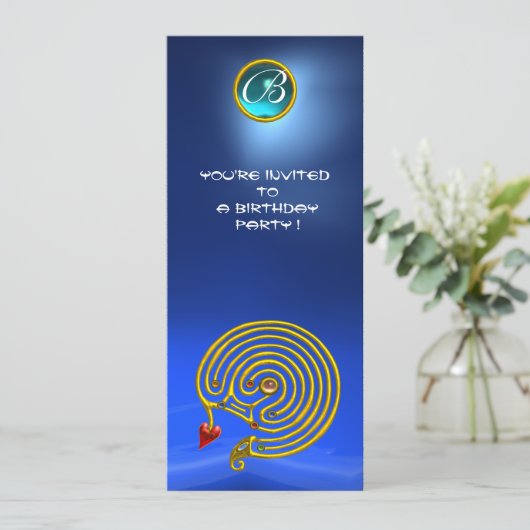 Invitation LABYRINTHE HYPER ,Saphir jaune bleu vif (Debout devant)