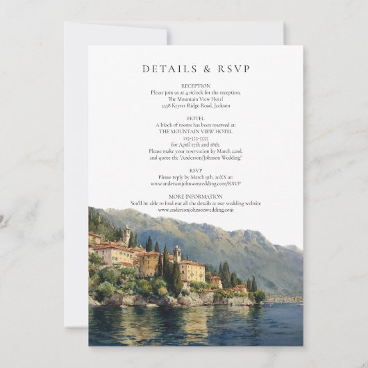 Invitation Lac de Côme Destination Italienne Tout en un Maria (Dos)