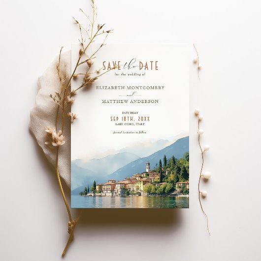 Invitation Lac De Côme Italie Enregistrer La Date Destination