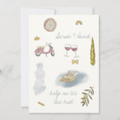 Invitation lac de Côme Italie sauvez la date avec dessins (Devant)