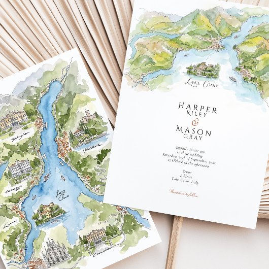 Invitation Lac de Côme | Lago di Como Mariage