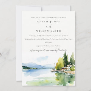 Invitation Lac de Genève Suisse Aquarelle Couple Douche