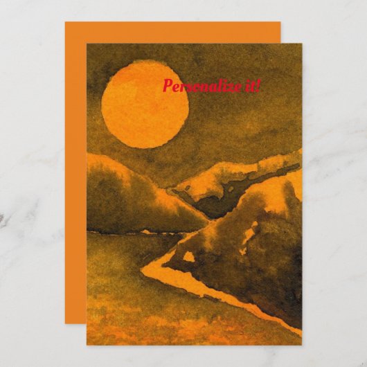 Invitation Lac de nuit avec la lune de chasse ou de moisson (Devant / Derrière)